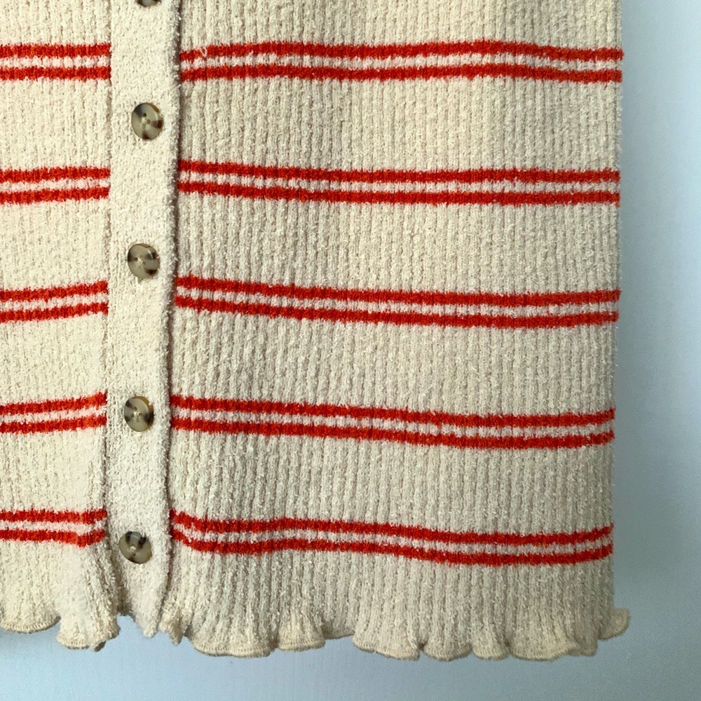 Creme and Orange Textured Tank Top